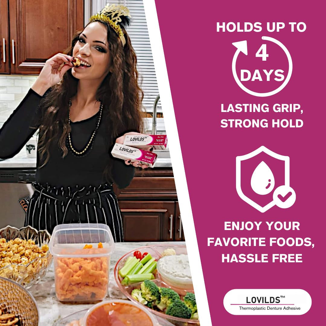 🦷[BUY 2 GET 2 FREE] LOVILDS™ Thermoplastic Denture Adhesive: Four days of worry-free, long-lasting stability for a confident smile!